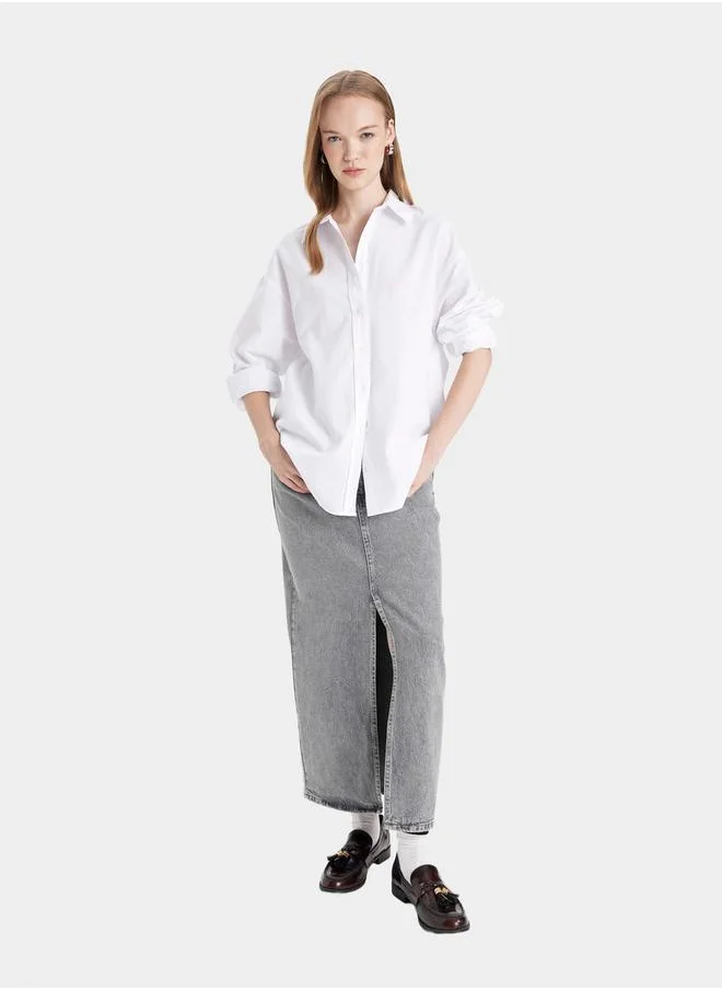 DeFacto A-Line Front Slit Maxi Jeans Skirt with Pockets by Styli