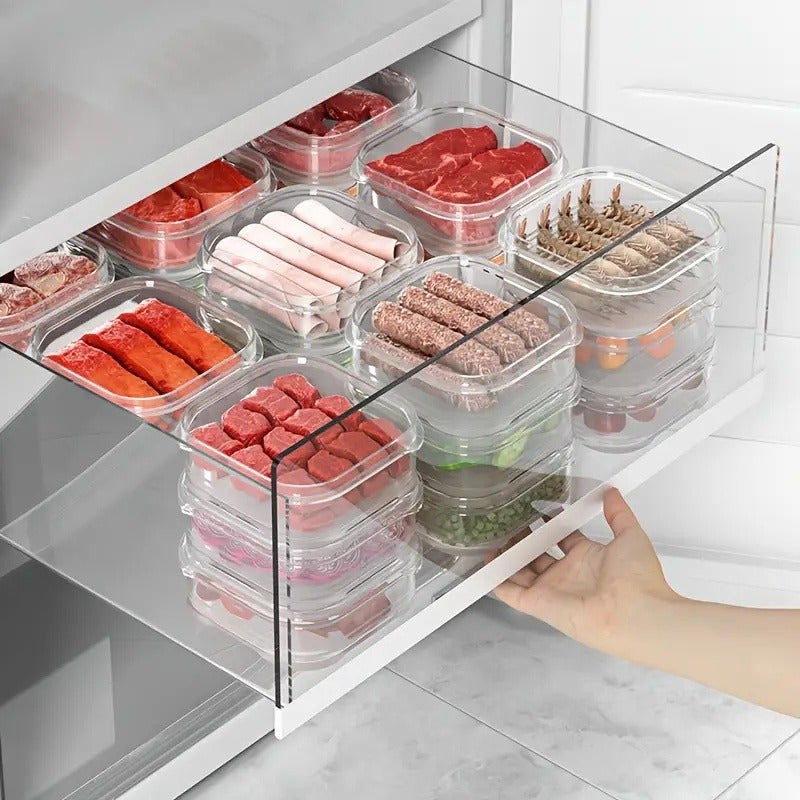 20pcs Refrigerator Storage Containers (10 Lids + 10 Containers), Fruit and Vegetable Fresh-Keeping Boxes, Food Storage Containers, Stackable, Microwave Safe, Ideal for Storing Ginger, Fruits, Vegetables, Meat, Grains, Etc., Kitchen and Outdoor - Image 4