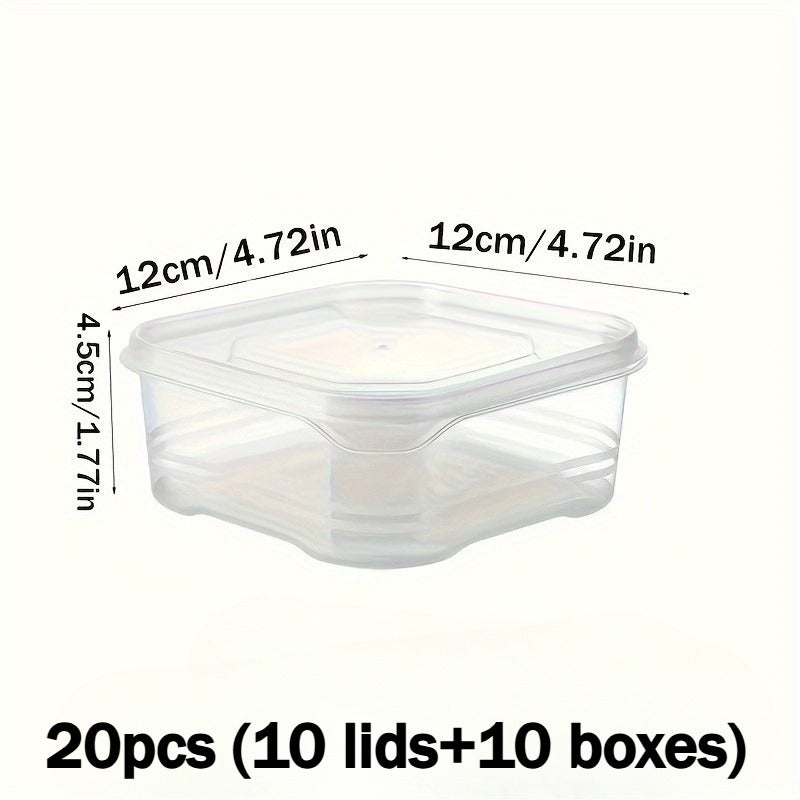 20pcs Refrigerator Storage Containers (10 Lids + 10 Containers), Fruit and Vegetable Fresh-Keeping Boxes, Food Storage Containers, Stackable, Microwave Safe, Ideal for Storing Ginger, Fruits, Vegetables, Meat, Grains, Etc., Kitchen and Outdoor - Image 1