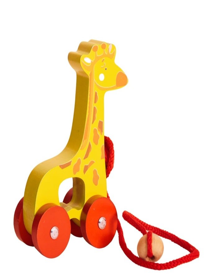 TOYJOS Wooden Pull Along Giraffe Toy for Kids | Non-Toxic Paints Smooth Finish | Walking Balance Coordination Early Learning Baby Toy with Pull String Moving Wheels | Child-Safe (12 Months+) - Image 1