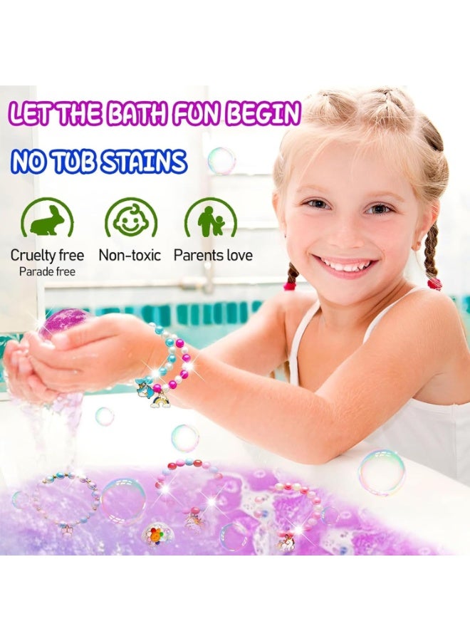 بيوينتي قنابل الاستحمام للبنات الأطفال مع ألعاب مجوهرات مفاجأة في الداخل، هدية للبنات من سن 3-8 سنوات، مجموعة هدايا قنابل الاستحمام للأطفال، هدايا عيد الميلاد عيد الميلاد رأس السنة الجديدة للأطفال البنات - Image 4