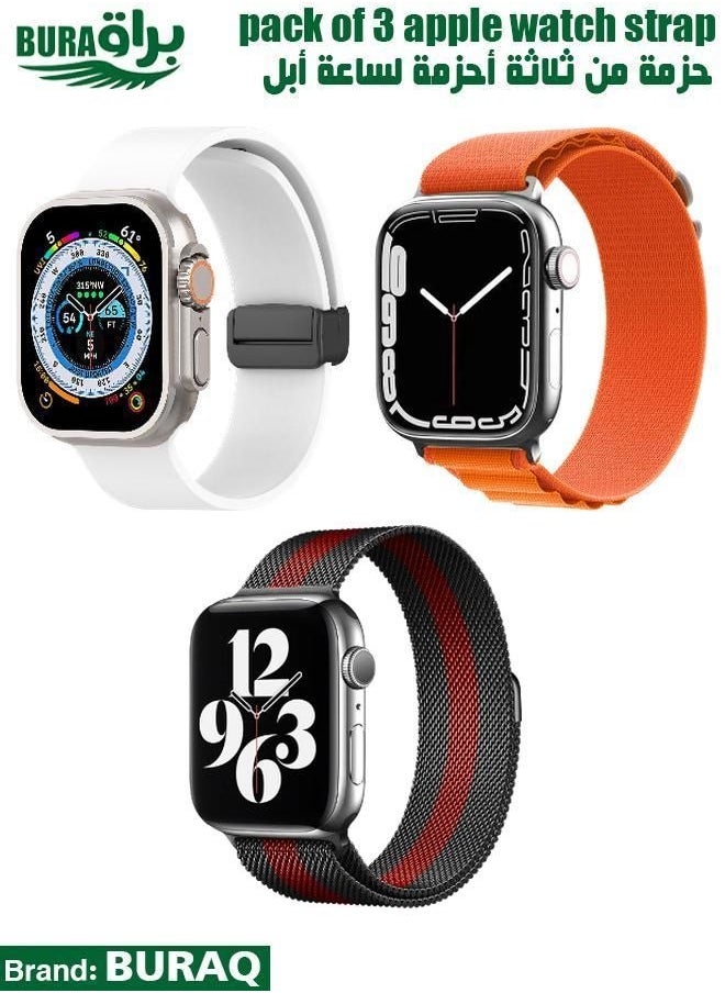BURAQ - Apple Watch Band Strap For Apple Watch Ultra 2/Ultra 49mm, Series 10 46mm, 9/8/7 45mm, SE2/SE/6/5/4 44mm, 3/2/1 42mm - Image 1