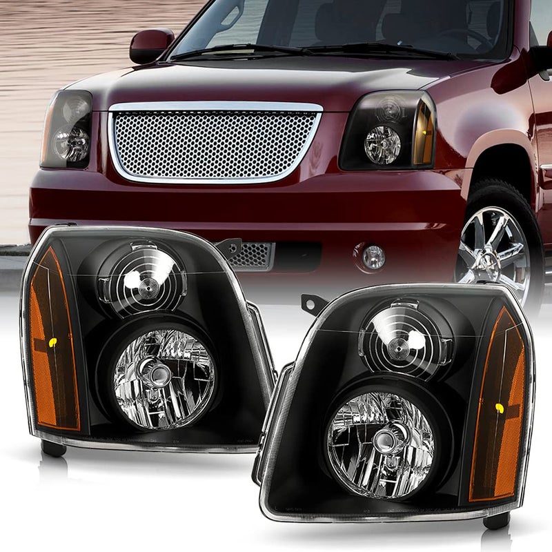 ACANII For 20072014 GMC Yukon XL 1500 2500 Denali Black Headlights Headlamps Assembly Pair Set Replacement LeftRight