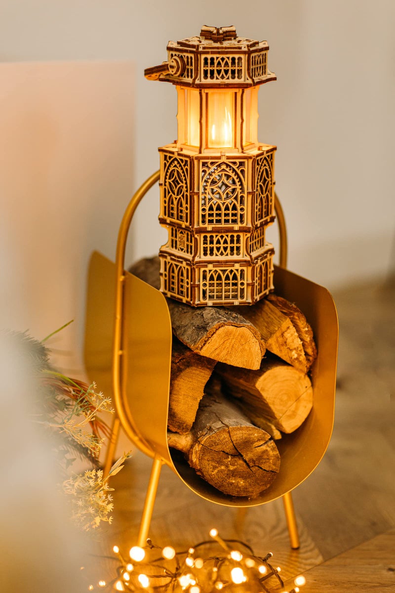 Wood Trick Antique Lantern Luminous LED 3D Wooden Puzzles for Adults to Build - 2-Mode Lighting - Engineering DIY Project Mechanical 3D Puzzle Model Kits for Adults - Image 5