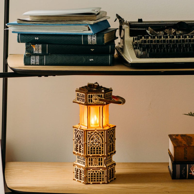 Wood Trick Antique Lantern Luminous LED 3D Wooden Puzzles for Adults to Build - 2-Mode Lighting - Engineering DIY Project Mechanical 3D Puzzle Model Kits for Adults - Image 3