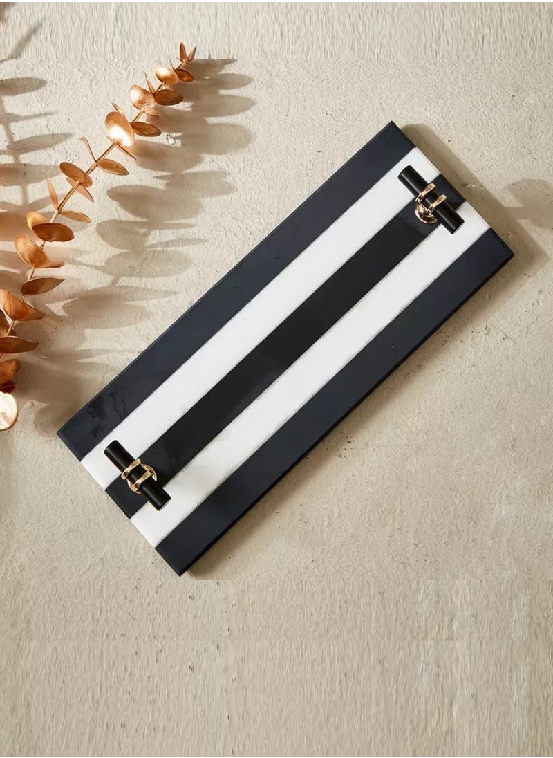 Black and White Stripe Natural Marble Tray with Black and Gold Handle - pzsku/ZC259653276FA645DA15AZ/45/_/1738756087/67b14b54-2ae3-4c3b-9098-a37a3e31a0d2