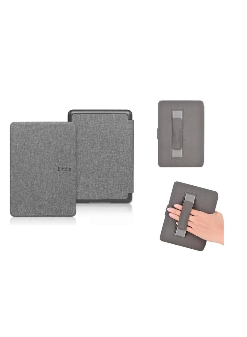 Case Cover with Hand Strap Belt for All-New Kindle 11th Generation 2024/2022 Release, 6 inch, Smart Slimshell with Auto Sleep/Wake (Grey)  - Image 1