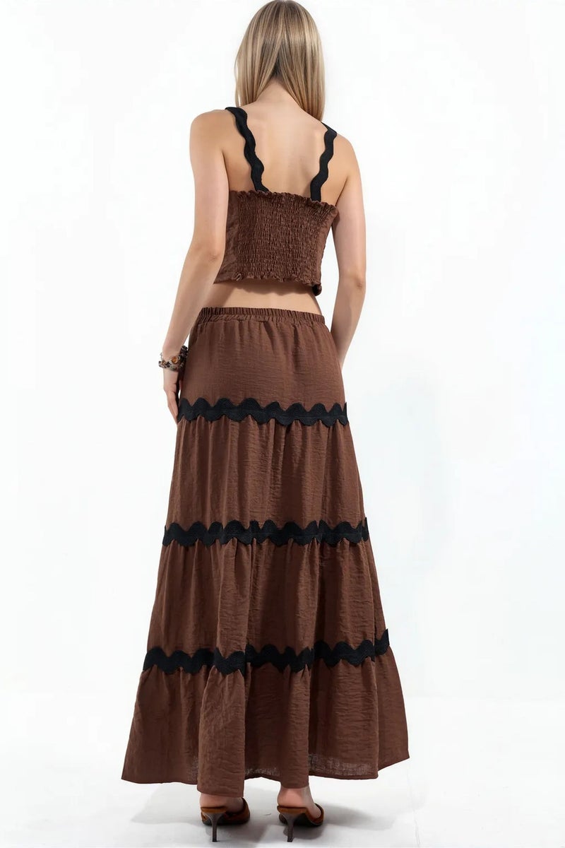 Jennyfer Striped Linen-Blend Blouse And Skirt Set - Image 3