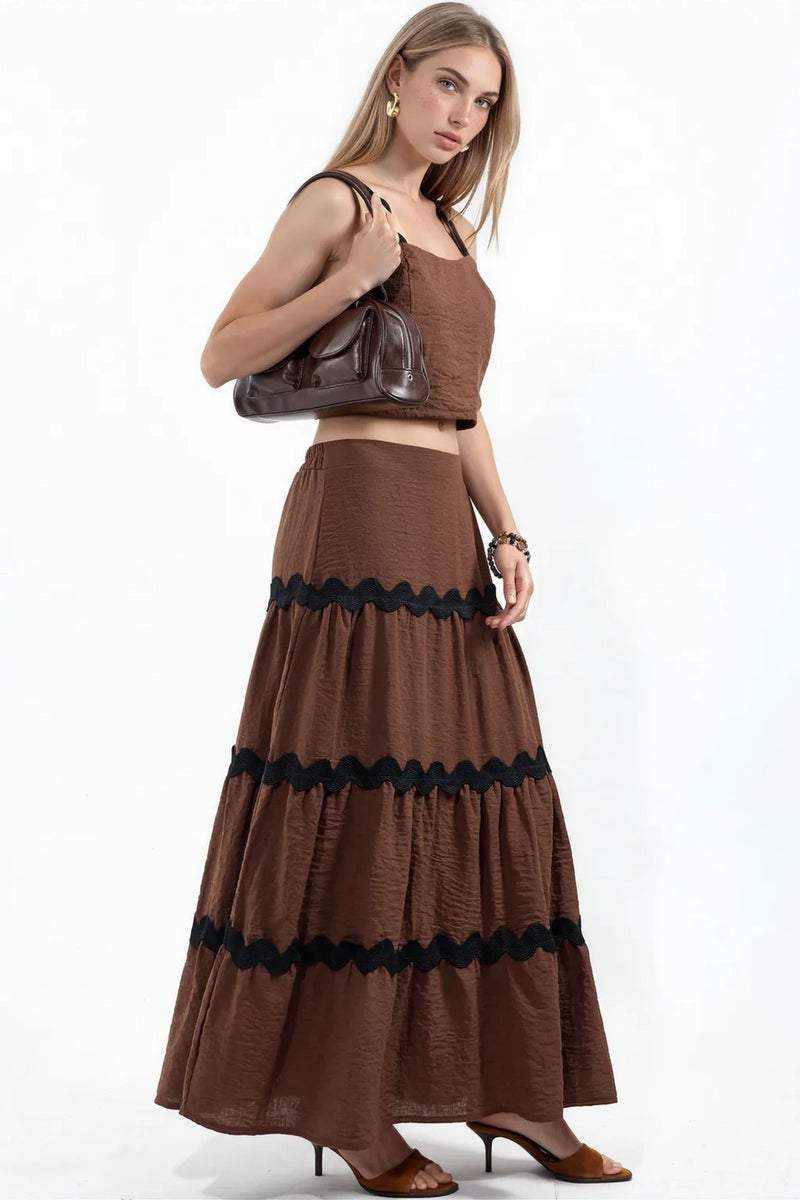 Jennyfer Striped Linen-Blend Blouse And Skirt Set - Image 2