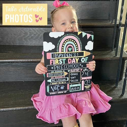 Hadley Designs My First Day of School Sign with Markers -11x14 Back to School Signs First and Last Day, Kindergarten Chalkboard Signs, Pre K Sign Board, Preschool Board, Reusable Photo Prop for Kids - Image 5