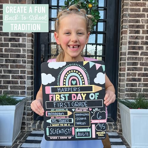 Hadley Designs My First Day of School Sign with Markers -11x14 Back to School Signs First and Last Day, Kindergarten Chalkboard Signs, Pre K Sign Board, Preschool Board, Reusable Photo Prop for Kids - Image 3