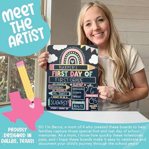 Hadley Designs My First Day of School Sign with Markers -11x14 Back to School Signs First and Last Day, Kindergarten Chalkboard Signs, Pre K Sign Board, Preschool Board, Reusable Photo Prop for Kids - Image 2