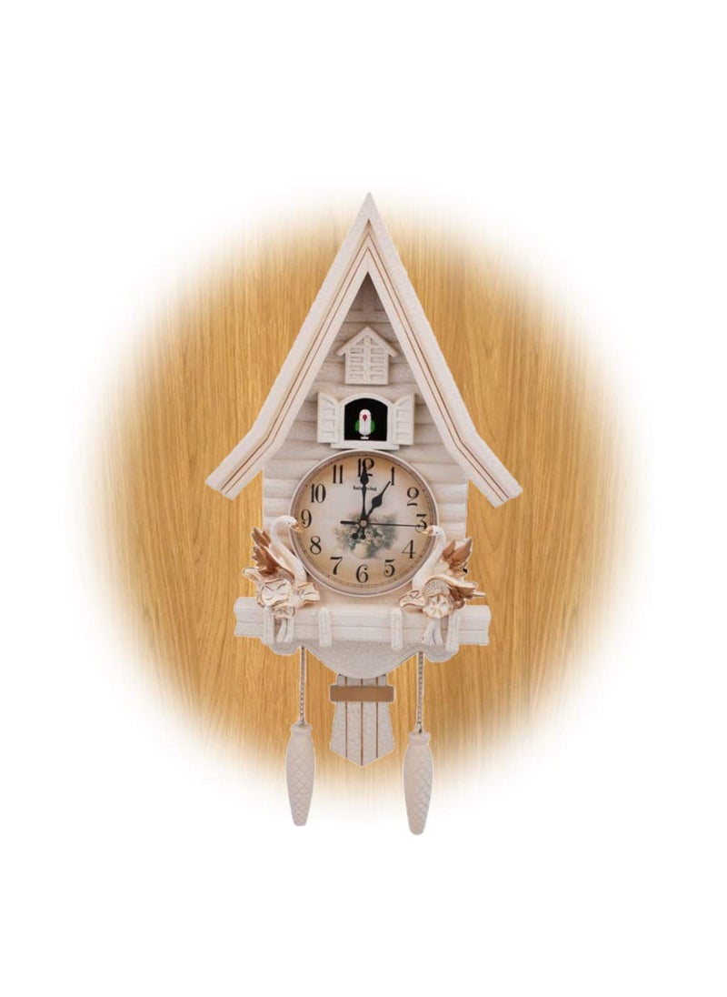 Three Secondz Three Secondz European Living Room Creative Wall Clock Cuckoo 69 x 16 x 33 cm_White  - Image 2