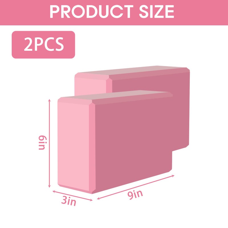 MBKHFLL (Pink-2 Pack) Yoga Block - Supportive Latex-Free Eva Foam - Soft Non-Slip Surface with Beveled Edges for Yoga, Pilates, Meditation - Yoga Accessories for Stability, Balance, Deepen Stretches - Image 2