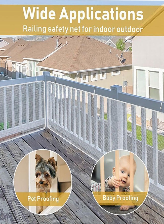 Child Safety Net, 9.8ft x 2.6ft Child Safety Protective Net Balcony Banister Stairs Guard Protective Netting Fence Fine Mesh for Kids Baby Toys Pets, White  - Image 3