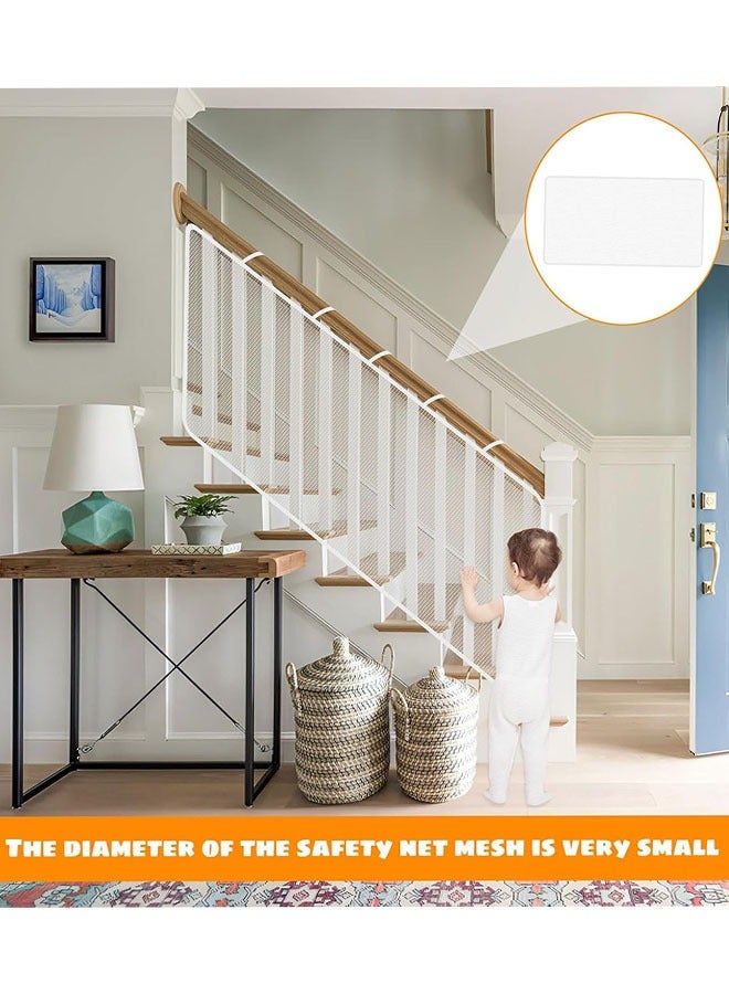 Child Safety Net, 9.8ft x 2.6ft Child Safety Protective Net Balcony Banister Stairs Guard Protective Netting Fence Fine Mesh for Kids Baby Toys Pets, White  - Image 5