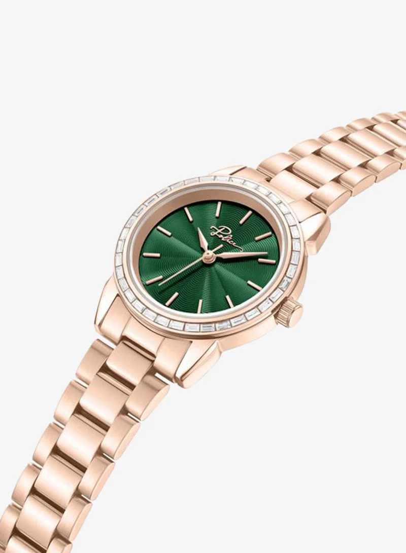 Police Yellow Gold Women's Miona Green Dial Stainless Steel Bracelet Analog Watch for Women, 30mm for Women | Best Price UAE