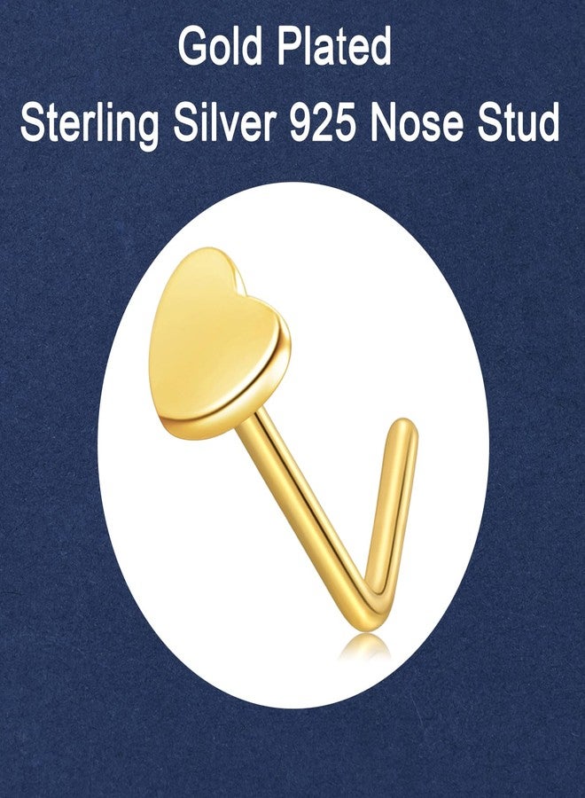 QWALIT مسمار أنف ذهبي من كواليت، مسمار أنف ذهبي، مسمار من الفولاذ الجراحي، حلقة أنف للنساء، مسمار أنف على شكل قلب، مقاس 20، ثقب الأنف، مسمار مقاس 20 - Image 2