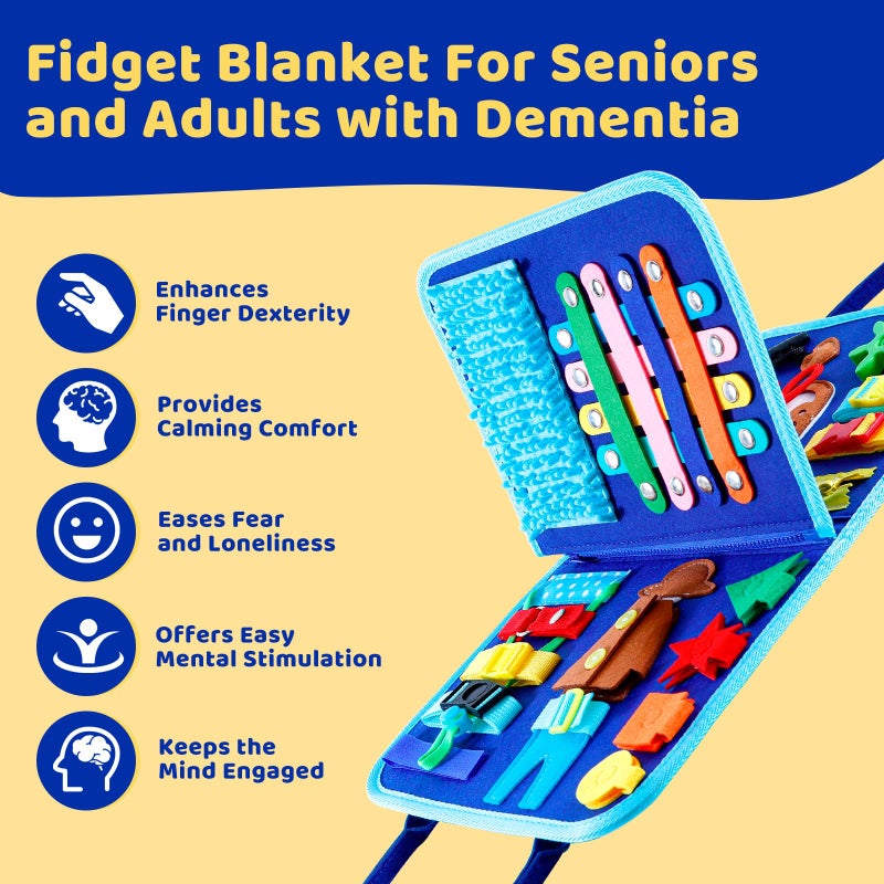 UwinVwin Fidget Blanket for Adults, Dementia Activities Busy Board with Calming Focus, Portable & Travel-Friendly for Seniors, a Thoughtful Gift - Image 2
