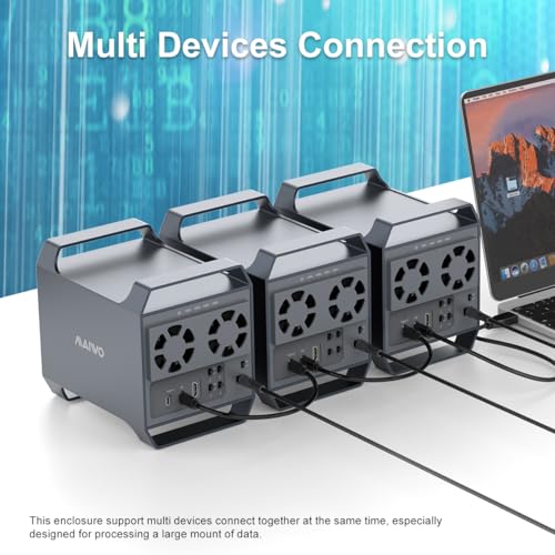 MAIWO مايو 4 باي حاوية القرص الصلب مع USB-C وسرعة 10 جيجابت في الثانية، تصميم DAS 4 باي لأقراص SATA HDDs بحجم 3.5 بوصة مع مروحتين للتبريد، حاوية HDD USB3.1 مع توسيع سلسلة الدائرة، DAS (بدون RAID) - Image 2