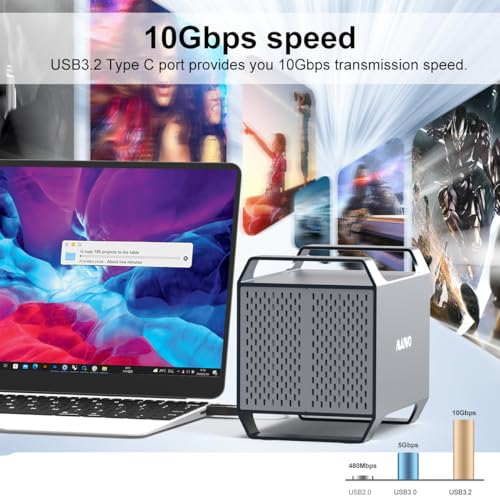 MAIWO مايو 4 باي حاوية القرص الصلب مع USB-C وسرعة 10 جيجابت في الثانية، تصميم DAS 4 باي لأقراص SATA HDDs بحجم 3.5 بوصة مع مروحتين للتبريد، حاوية HDD USB3.1 مع توسيع سلسلة الدائرة، DAS (بدون RAID) - Image 5