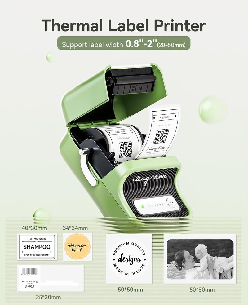 Label Maker Machine with 1 Roll Tape B21 Vintage 2 inches Width Business Thermal Label Printer Price Gun Shipping Label Tag Writer for Home Office Organization Commercial Use (Green) - Image 5