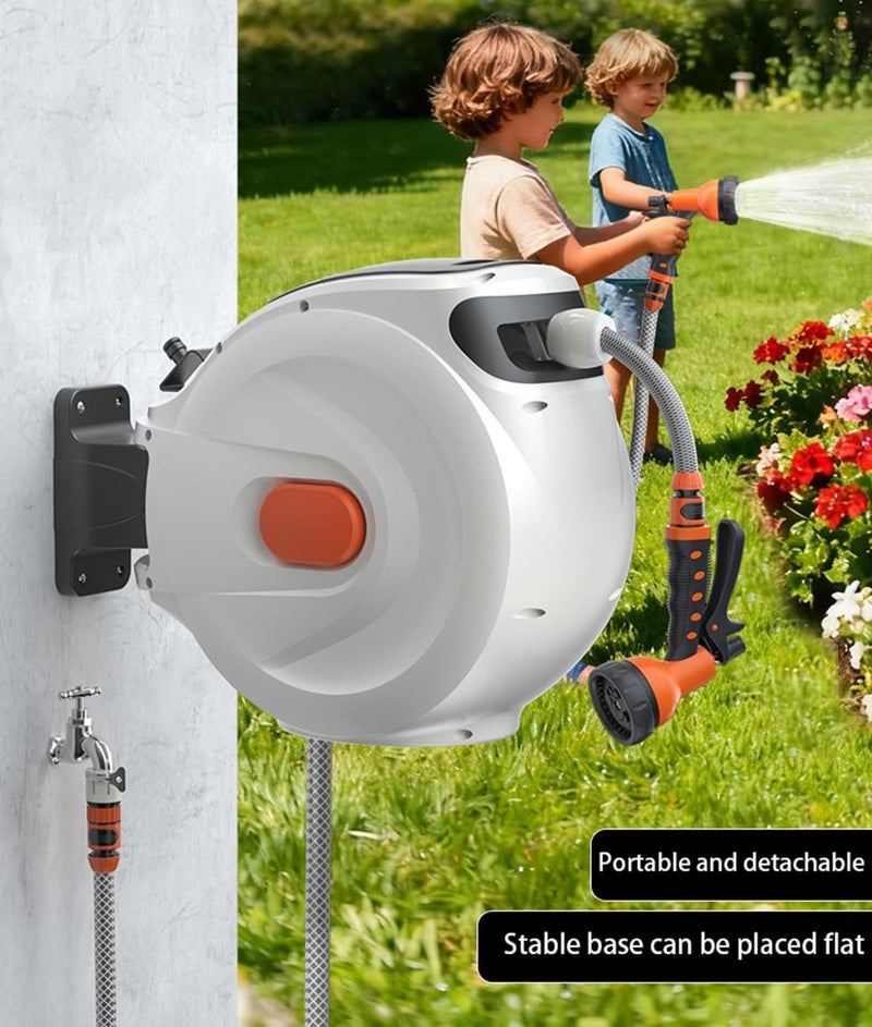 HotsUAE Household Retractable Garden Hose Reel, Wall Mounted 180 ° Rotatable Water Hose, 20m Water Hose Reel with Multifunctional Garden Water Gun and High-Pressure Water Gun (20m) - Image 4