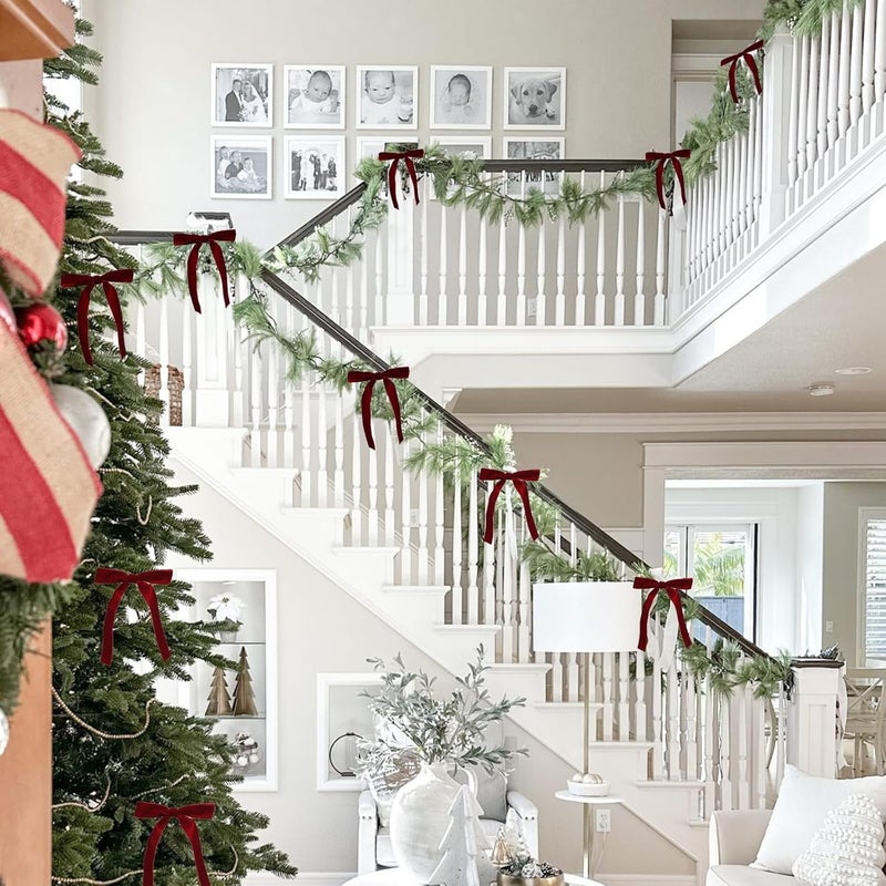 12 2.5cm wine red velvet ribbon bow Christmas tree decoration pendant (including cable ties) - Image 3