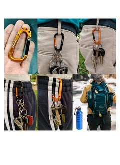 OUYoo OUYoo 3Pcs Carabiner Clip Keychain Aluminum Alloy D Shape Multifunction Clip Hook with 3 Key Rings,Multifunctional Keychain Clip, D Ring Shape 3 Hole Key Carabiner with Multi Quick Release Key Rings Quick.(Black gold Silver)  - Image 3