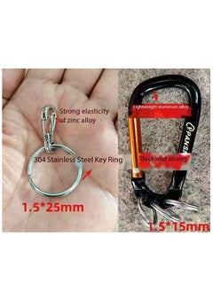 OUYoo OUYoo 3Pcs Carabiner Clip Keychain Aluminum Alloy D Shape Multifunction Clip Hook with 3 Key Rings,Multifunctional Keychain Clip, D Ring Shape 3 Hole Key Carabiner with Multi Quick Release Key Rings Quick.(Black gold Silver)  - Image 5
