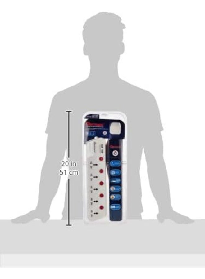 OSHTRACO كابل تمديد مع مفتاح 5 طرق من أوشتراكو بطول 4 متر مع شاحن USB 2.1A - Image 3