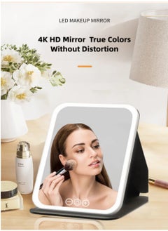 YASMINARA Portable LED Makeup Mirror ,Foldable Compact Size With 3 Light Modes and Dimming,Type-C Charging,Perfect for Make-up Use Anytime Any Occasions  ,Black Case  - Image 1