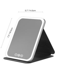 YASMINARA Portable LED Makeup Mirror ,Foldable Compact Size With 3 Light Modes and Dimming,Type-C Charging,Perfect for Make-up Use Anytime Any Occasions  ,Black Case  - Image 4