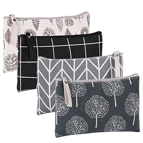 SUMAJU 4 Pcs Canvas Cosmetic Bag, Multi-Function Travel Makeup Bag Cosmetic Pouch with Zipper Travel Toiletry Bag Travel Size Toiletries Christmas Gifts Stocking Stuffers for Women - Image 1