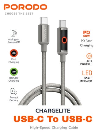 Grey - Type-C to Type-C ChargeLite