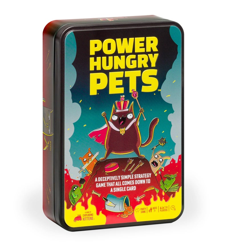 Exploding Kittens Power Hungry Pets in Collectible Tin by Exploding Kittens - 2-6 Players - Ages 7+ - 15 Minutes to Play - Strategic and Simple Card Game - Party Game, Family Game Night, Kid and Adult Card Game - Image 1