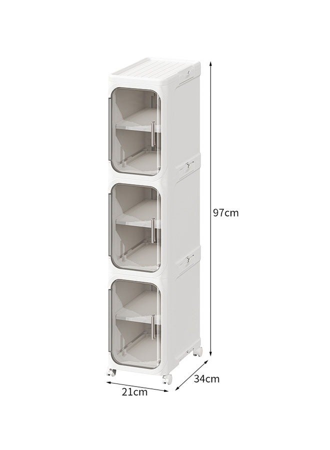 Storage Cabinet,Storage Cabinet for 3 -Tier Narrow Floor, Slim Toilet Paper Storage Cabinet with Doors and Shelves,Waterproof Design,for Small Space, Bathroom, Kitchen, Laundry, White - Image 2