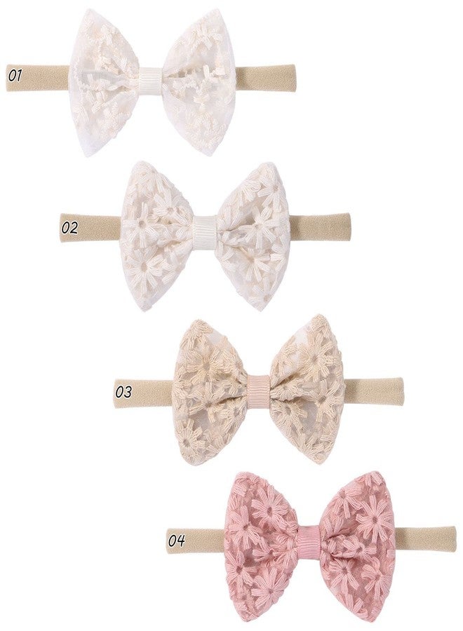 DAONPHARI 4pcs Hair Bands For Baby Girls | Soft & Gentle | Cute Designs | Perfect Fit | Great for Everyday Wear | Ideal For Babies And Toddlers - Image 1