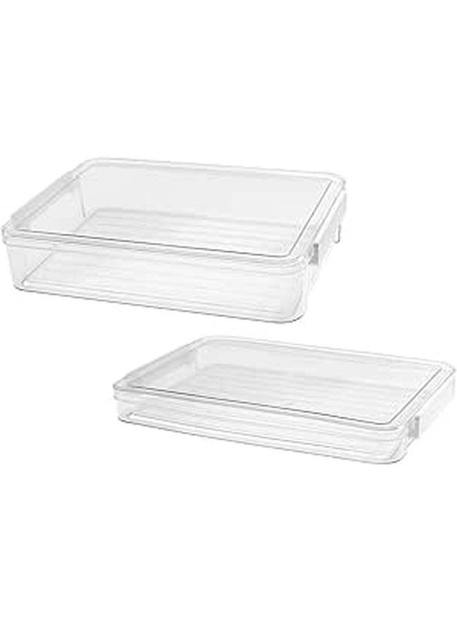 A4 Plastic File Organizer Box Set 2pcs High Profile Document Certificate Photo Storage - Image 1