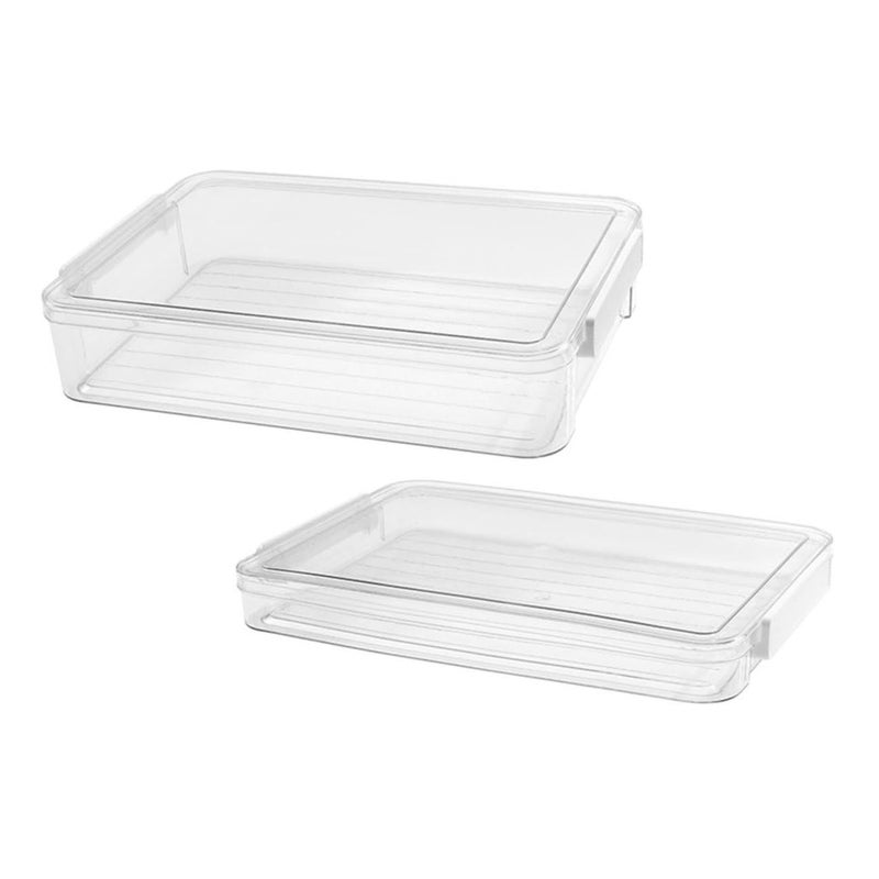 A4 Plastic File Organizer Box Set 2pcs High Profile Document Certificate Photo Storage - Image 2