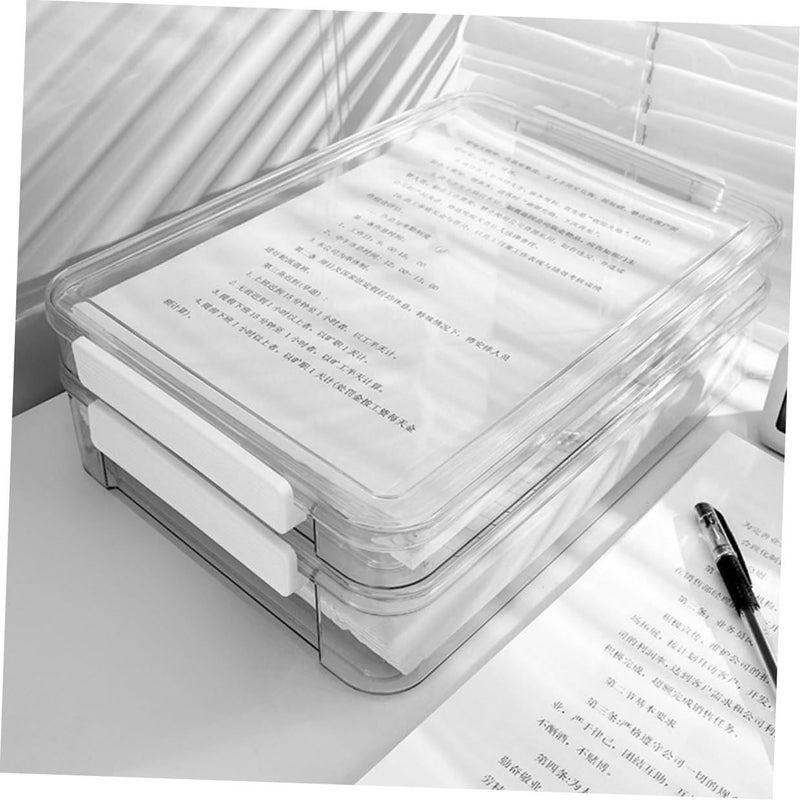 A4 Plastic File Organizer Box Set 2pcs High Profile Document Certificate Photo Storage - Image 5