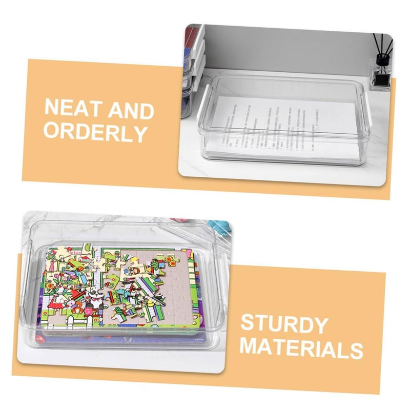 A4 Plastic File Organizer Box Set 2pcs High Profile Document Certificate Photo Storage - Image 4
