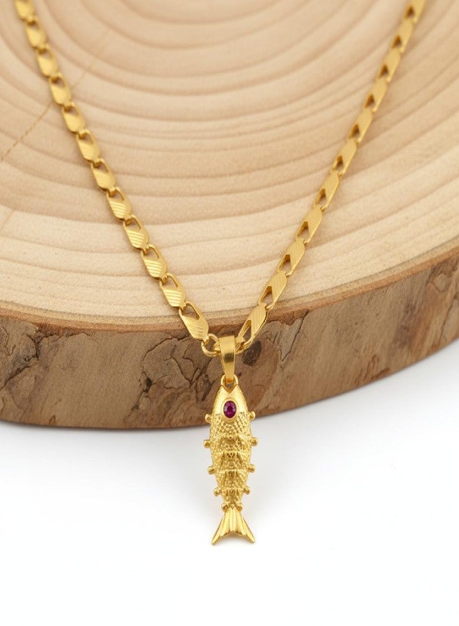 CHARMS Gold Finish Fish Locket Pendant with Chain – Simple & Elegant Everyday Wear Necklace - Image 5