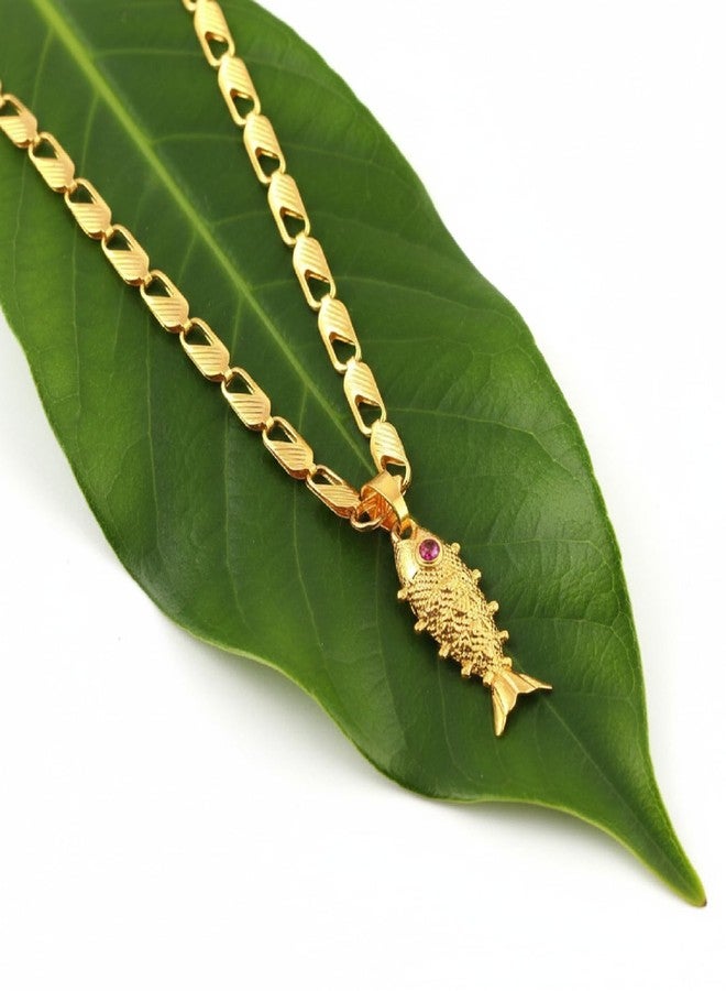 CHARMS Gold Finish Fish Locket Pendant with Chain – Simple & Elegant Everyday Wear Necklace - Image 2