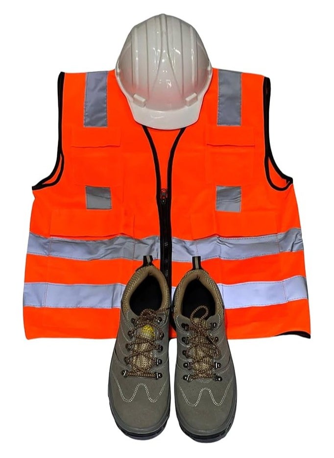 Generic SMG Shoe Safety Set Size 41, White Hat and Jacket Orange XL 