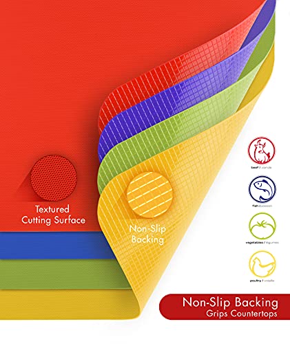 Dexas Heavy Duty Grippmat Flexible Cutting Board Set of Four, 11.5 x 14 inches, Blue, Green, Yellow and Red,6554PK - Image 4
