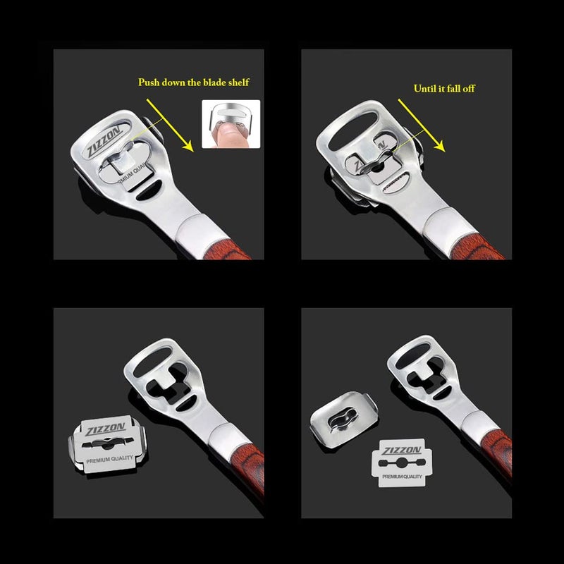 ZIZZON Foot Care Pedicure Callus Shaver Hard Skin Remover Wood Handle 10 Blades ZIZZON - Image 5