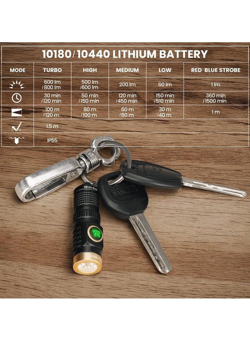 BlueFire 800 Lumens Rechargeable EDC Flashlight – Ultra-Bright Mini Keychain Flashlight with Type-C Charging, 5 Light Modes, IP55 Waterproof, 492ft Beam, Aluminum Alloy Body – Perfect for Camping, Hiking, Dog Walking & Emergency Use - Image 5