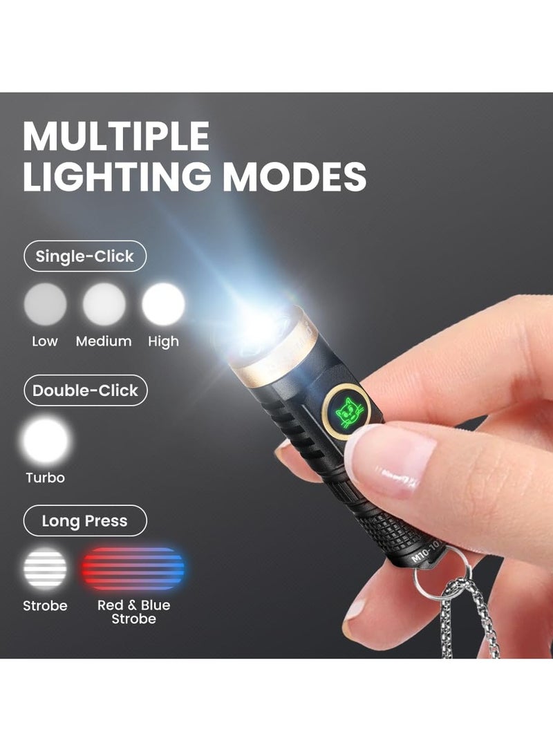 BlueFire 800 Lumens Rechargeable EDC Flashlight – Ultra-Bright Mini Keychain Flashlight with Type-C Charging, 5 Light Modes, IP55 Waterproof, 492ft Beam, Aluminum Alloy Body – Perfect for Camping, Hiking, Dog Walking & Emergency Use - Image 2