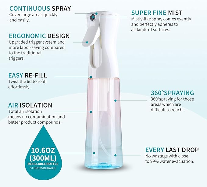 TANSHINE Hair Plant Mist Spray Bottle Fine Mist Empty Plastic Spray Bottles Water Misting Cleaning Spray Bottle For Curly Hair StylingPlantsGardeningBarberSkin Care - Image 2